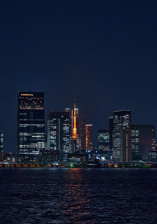 Tokyo Skyline at night, Japan. Tokyo is the capital of Japan.の写真素材