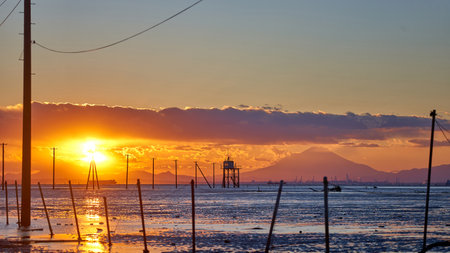 Sunset at the port of Marbella, Andalusia, Spainの写真素材