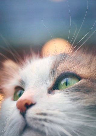 Portrait of beautiful cat with green eyes. Shallow depth of fieldの写真素材