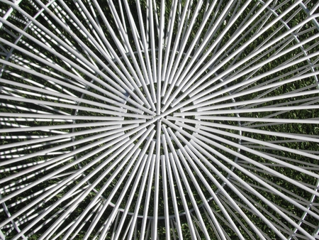 Abstract design, patio table on the green grass.の写真素材