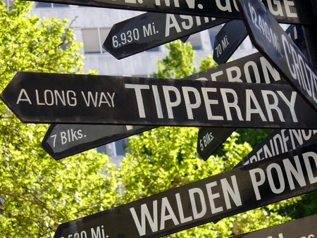 A Long way to Tipperary direction street sign in Portland (USA)
