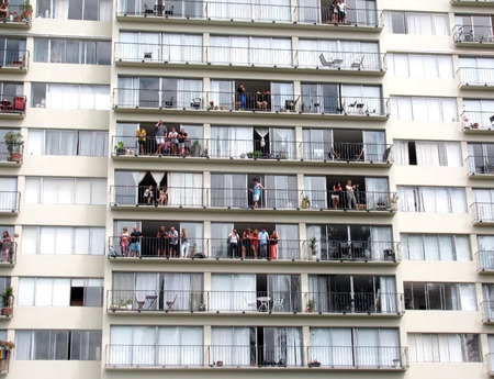 Vancouver residents watching the annual Gay Pride Parade. Vancouver, Canada. 31 July, 2016のeditorial素材