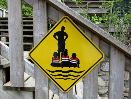 Parental supervision, watch your child by the water sign