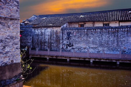 Evening southern Chinese ancient buildingsのeditorial素材