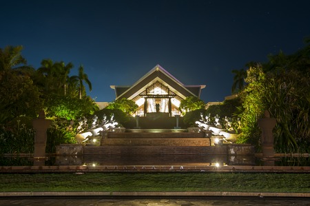 Sheraton Sanya Yalong Bay Hotel at nightのeditorial素材