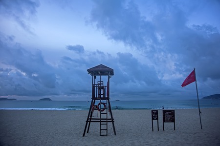 Yalong Bay Beach lifeguard Watchtower cloudsのeditorial素材