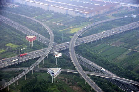 Hangzhou Xiaoshan airport Expressway Interchange Bridgeのeditorial素材