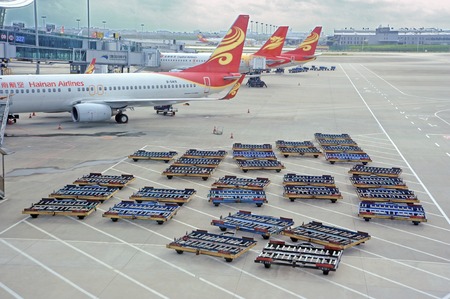 Airport luggage transportation luggage flatbed