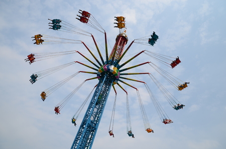 Swing ride at amusement parkのeditorial素材