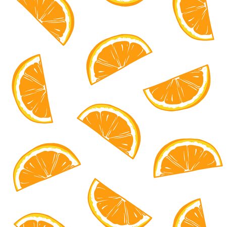 Orange slices sliced ??on a white background pattern in vector illustration.のイラスト素材