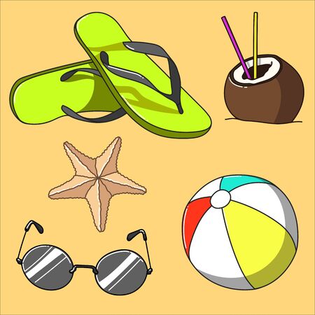 Beach set of things for the summer.のイラスト素材