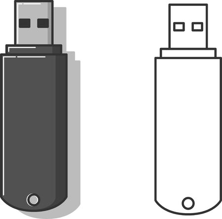USB flash card is gray without background and in contours.のイラスト素材