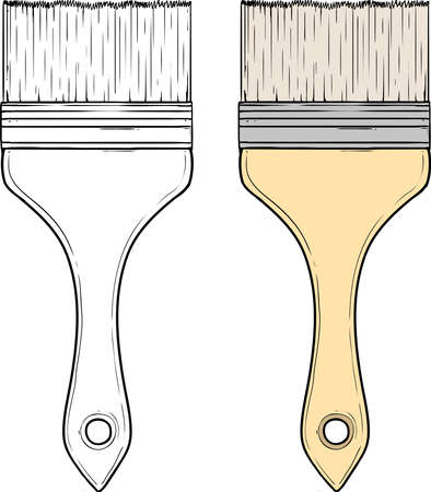Construction brush with wooden handle in vector graphics no background.のイラスト素材
