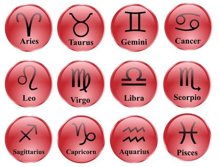 zodiac symbols on white backgroundの写真素材
