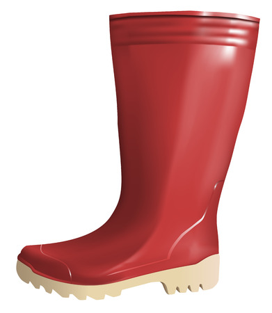 red rubber boot on white backgroundのイラスト素材