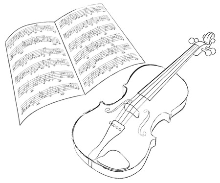 vector violin sketch on white backgroundのイラスト素材