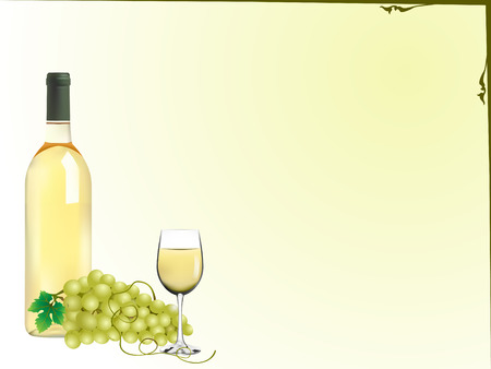  grapes, wine bottle and glass illustrationのイラスト素材