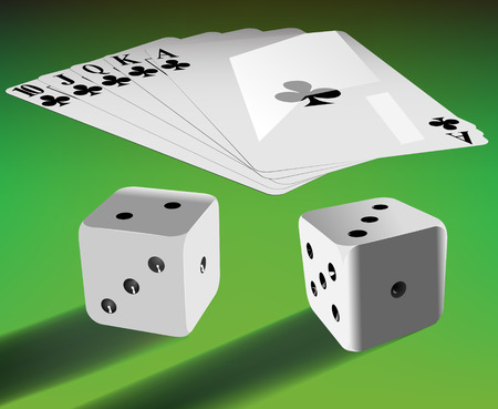 vector two dices and royal flash on green tableのイラスト素材