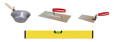 realistic masonry tools on white backgroundのイラスト素材