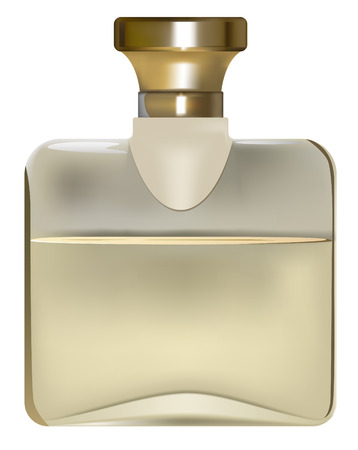 goldish perfume bottle on white backgroundのイラスト素材