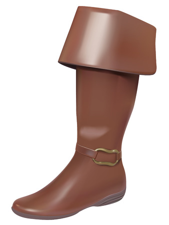 girl leather boot on white backgroundのイラスト素材