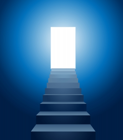 vector conceptual illustration of stairways leading into the lightのイラスト素材