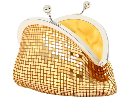 vector realistic golden purse on white backgroundのイラスト素材