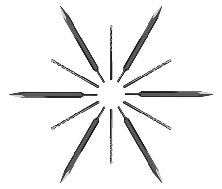 vector realistic drilling tools on white backgroundのイラスト素材