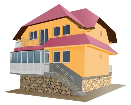 vector two floor house on white backgroundのイラスト素材