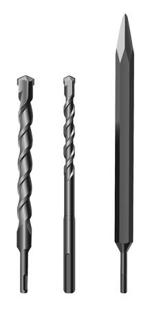 vector realistic drilling tools on white backgroundのイラスト素材