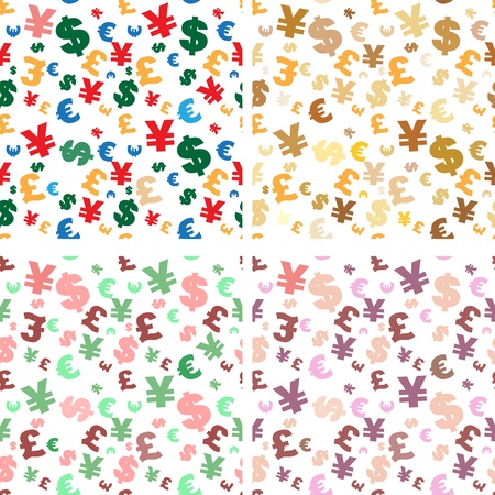 Set of four seamless different shades currency symbol backgroundsのイラスト素材