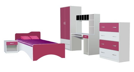 vector of kid's room furniture isolated on white backgroundのイラスト素材