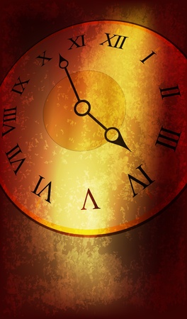 vector vintage clock on grunge wall, eps10 vector, gradient mesh and transparency usedのイラスト素材