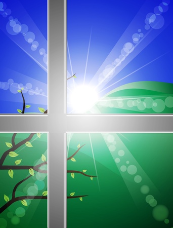view through at bright spring morning. transparency and blending usedのイラスト素材