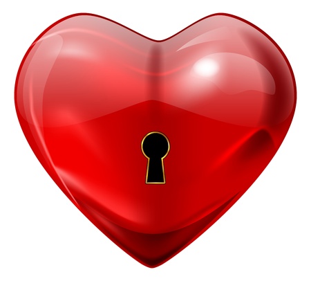 red glossy heart with lock holeのイラスト素材