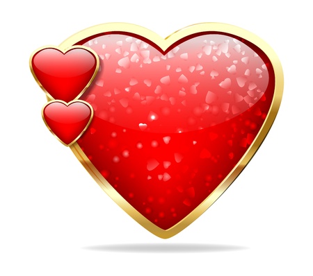 vector beautiful glossy heart on white background, eps10 file, gradient mesh and transparency usedのイラスト素材