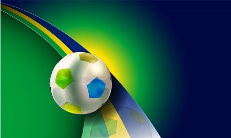 soccer illustration with brazil flag colors, gradient mesh and transparency usedのイラスト素材