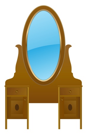 vector vintage nightstand with mirrorのイラスト素材