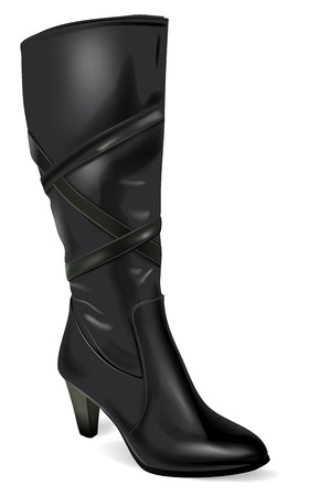Vector Black Leather Boot on White , Gradient Mesh and Transparency Usedのイラスト素材