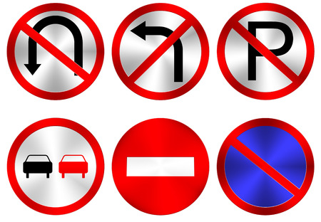 Six Vector Traffic Signs on White Backgroundのイラスト素材