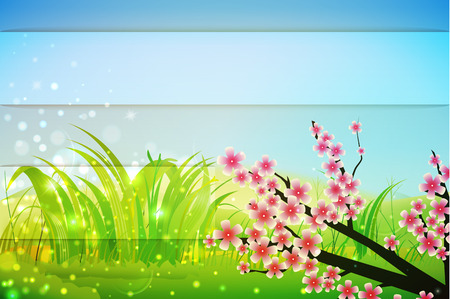 Vector Spring Background With Cherry Blossom, Eps 10 Vector, Gradient Mesh and Transparency Usedのイラスト素材