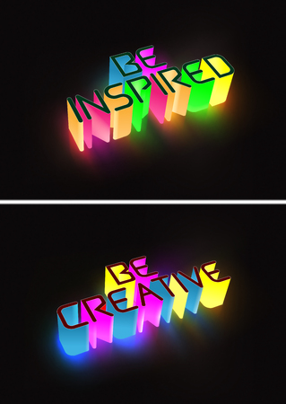 Vector Concept 3d Glowing Text With Afirmational Messages,  Vector, Gradient Mesh and Transparency Usedのイラスト素材
