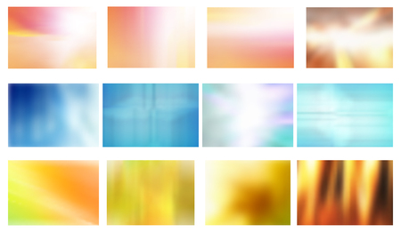 Vector Set of 12 Abstract Blurred Backgrounds, Eps 8 file, Gradient Mesh Usedのイラスト素材