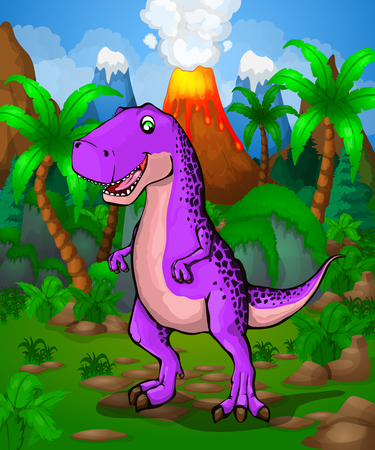 Cute cartoon tyrannosaur. Vector illustration of a cartoon dinosaur.のイラスト素材
