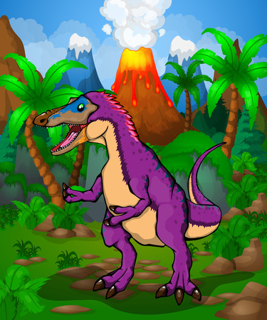 Cute cartoon Pinocchio Rex. Vector illustration of a cartoon dinosaur.のイラスト素材