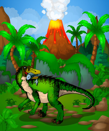 Cute cartoon baryonyx. Vector illustration of a cartoon dinosaur.のイラスト素材