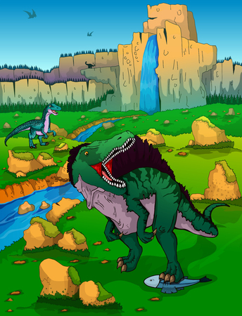 Spinosaur on the background of natureのイラスト素材