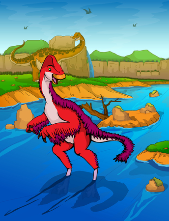 Anzu on the river backgroundのイラスト素材