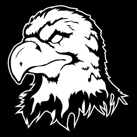 Isolated illustration of an eagle head on black background.のイラスト素材