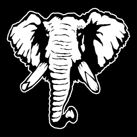 Vector illustration of an elephant's head on black background.のイラスト素材